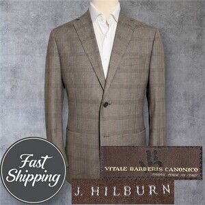 J.HILBURN V.B.C WOOL Tailored fit Men’s Blazer Sport Coat Jacket Windowpane 45R
